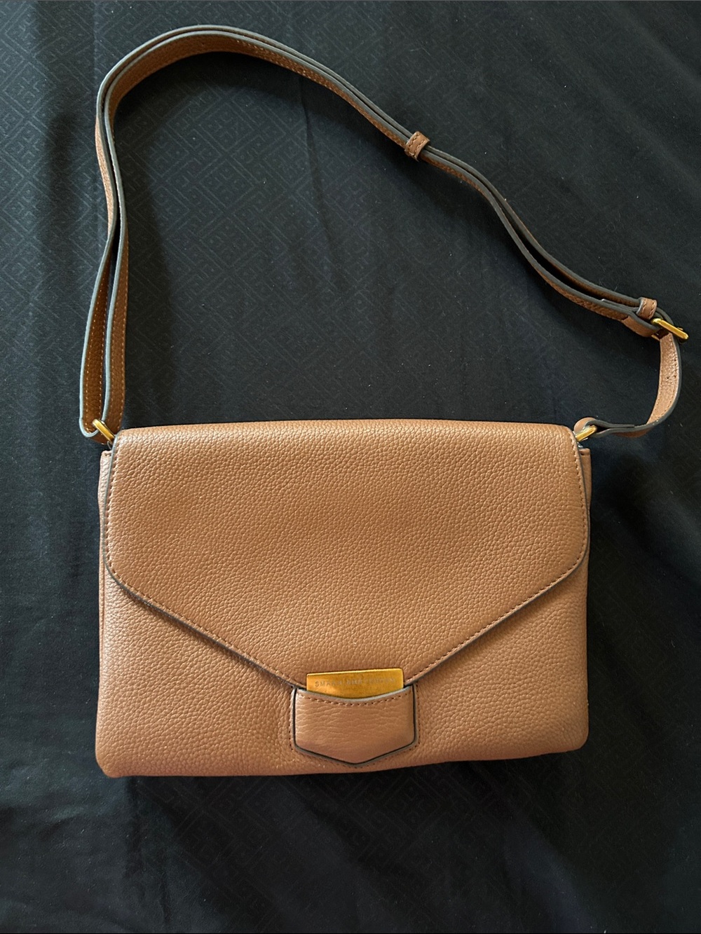 Pebbled Leather Crossbody Bag in Cognac